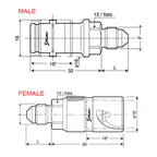 Stäubli - Coppia connettori SPH 03/BA femmina e maschio con filetto JIC UNF 3/8 x 24 (dash 3 - rosso) - Ravasicorse