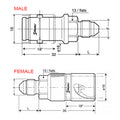 Stäubli - Coppia connettori SPH 03/BA femmina e maschio con filetto JIC UNF 3/8 x 24 (dash 3 - giallo) - Ravasicorse