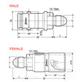 Stäubli - Coppia connettori SPH 03/BA femmina e maschio con filetto JIC UNF 7/16 x 20 (dash 4 - giallo) - Ravasicorse
