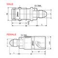 Stäubli - Coppia connettori SPH 03/BA femmina e maschio con filetto JIC UNF 7/16 x 20 (dash 4 - rosso) - Ravasicorse