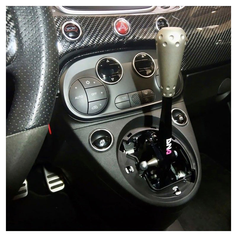 DNA Racing - Abarth 500 - Kit torretta cambio regolabile anodizzata nera con pomello 695 style titanio