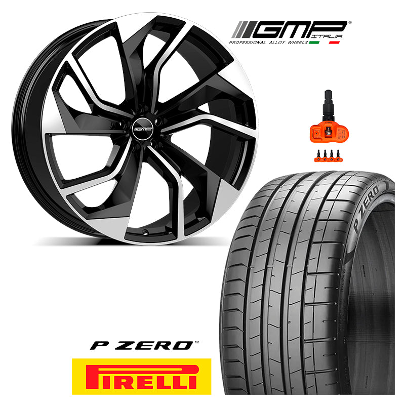 Set Audi e-tron, Q7, SQ7 / BMW iX - GMP Rebel 10.0x23" ET30 (Black Diamond) & Pirelli P-Zero PZ4 295/35R23 108Y - Ravasicorse