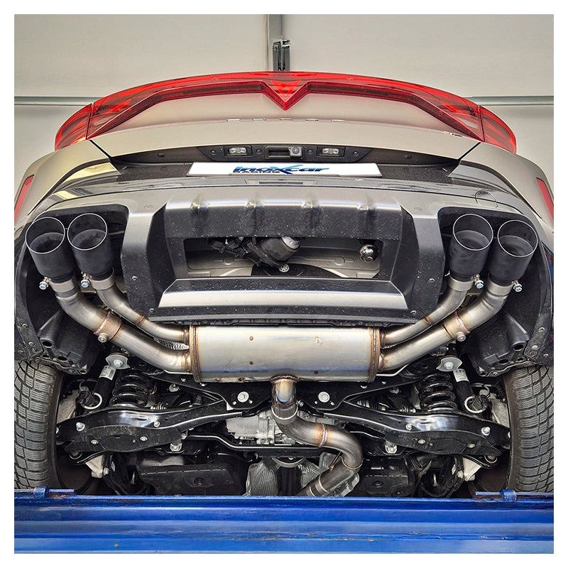 Inoxcar - Tubo centrale diretto Ø70 mm + Finale con silenziatore 2 x Ø90 mm DX+SX (Ceramic) + Valvole