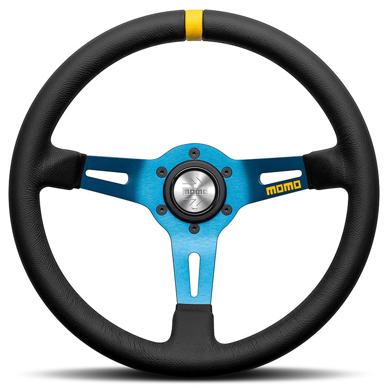 MOMO - MOD.08 smooth leather (blue spokes - Ø330 mm)