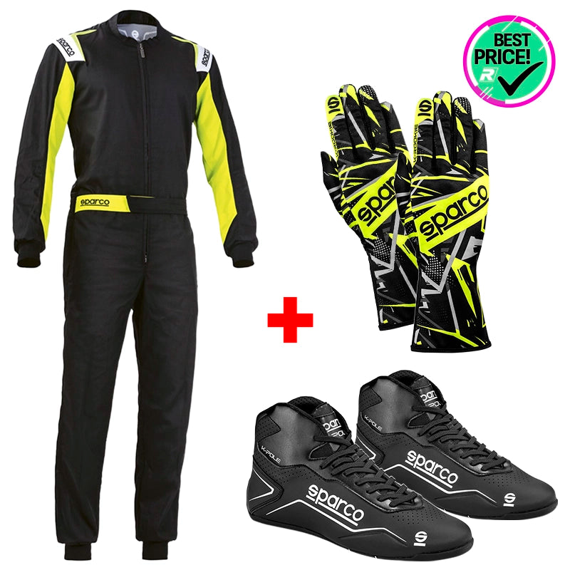 Pack Karting Hobby: Sparco - Tuta Rookie + Scarpe K-Pole + Guanti K-Rookie