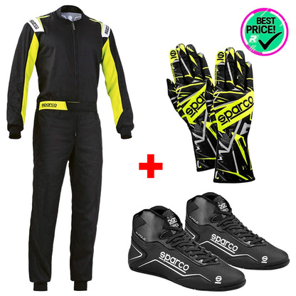 Pack Karting Hobby: Sparco - Tuta Rookie + Scarpe K-Pole + Guanti K-Rookie