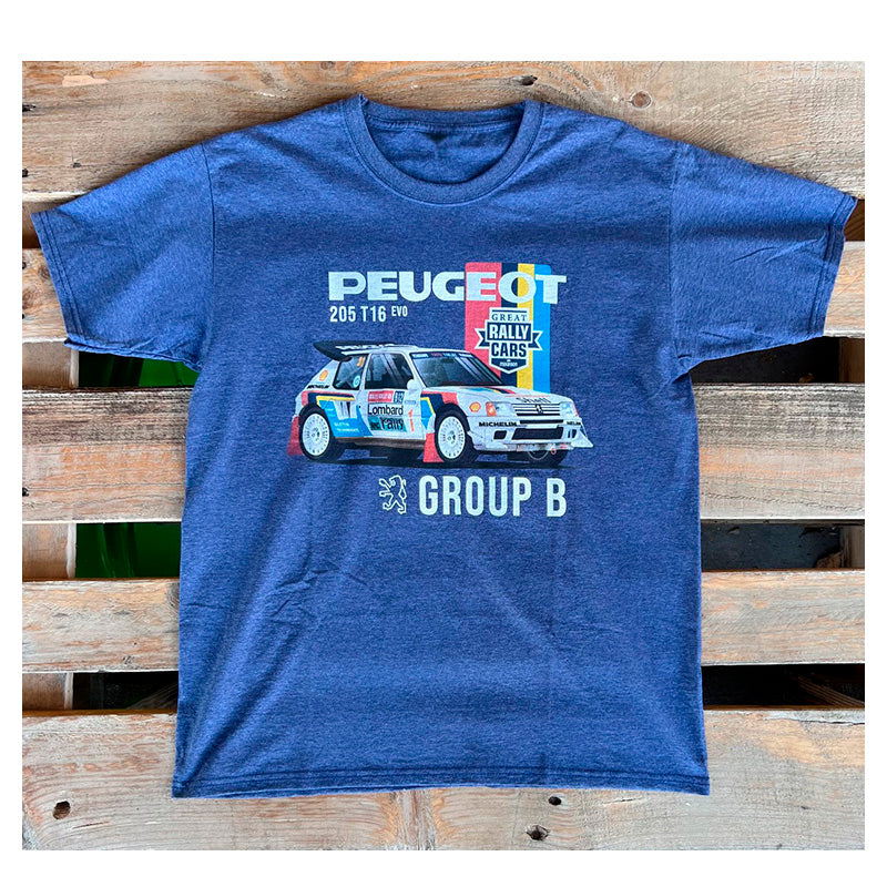T-Shirt Peugeot 205 T16 EVO Group B (light blue) - Ravasicorse