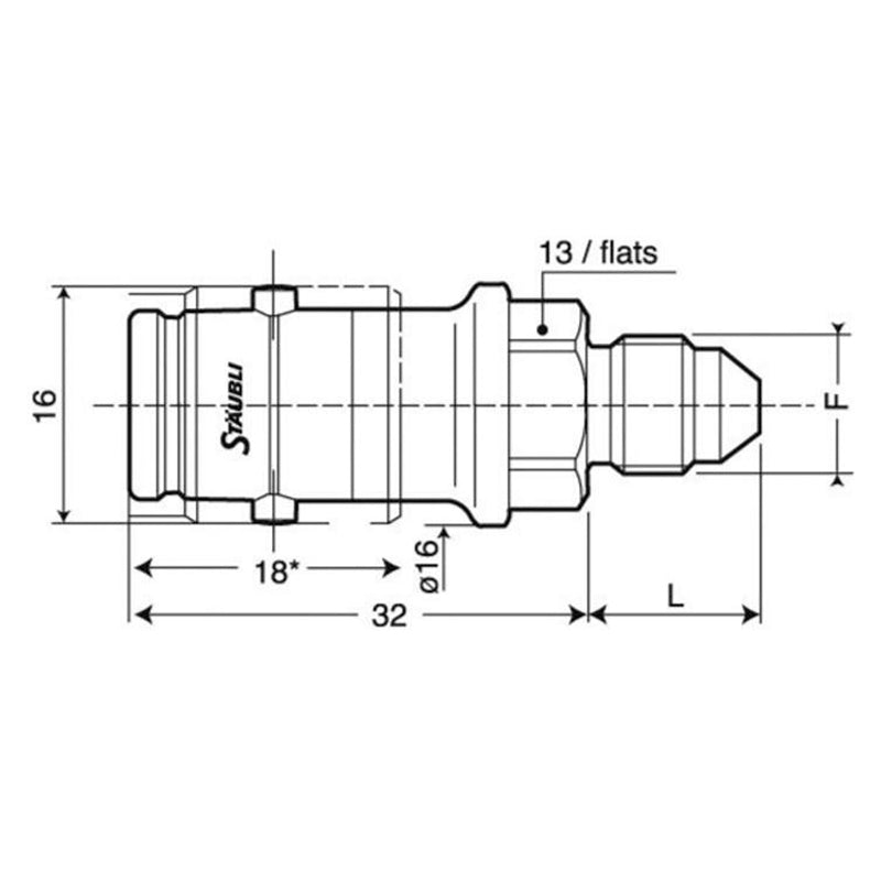 Stäubli - Connettore SPH 03/BA maschio con filetto JIC UNF 7/16 x 20 (dash 4 - rosso) - Ravasicorse