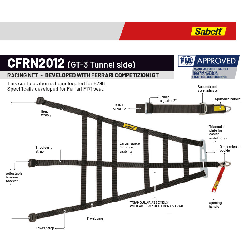 Sabelt - Racing Net CFRN2012 (GT-3 Tunnel side) per Ferrari F171 / F296 - Ravasicorse