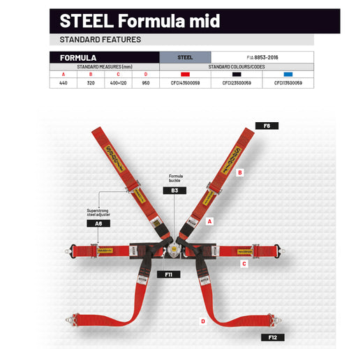 Cintura Sabelt - 6 punti Formula mid FIA 8853-2016 (black - CCS622FNUN1) - Ravasicorse