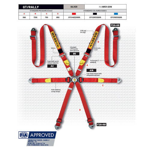 Cintura Sabelt - 6 punti Enduro FIA 8853-2016