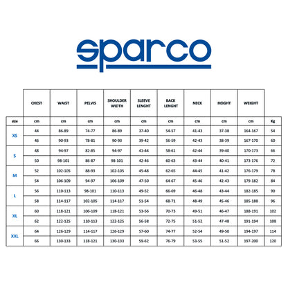 Sparco size charts