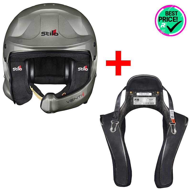 PROMO PACK: Stilo - VENTI4 WRC Composite titanium Rally (FIA 8859-2024) + Hans - Club & Sport 2 Composite - Ravasicorse