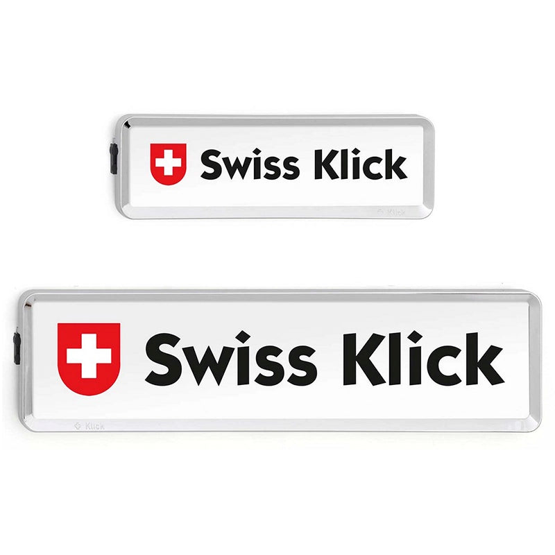 Swiss Klick - Set portatarga intercambiabile per auto CH - Formato: 30x8 cm + 51x11 cm (Cromato)