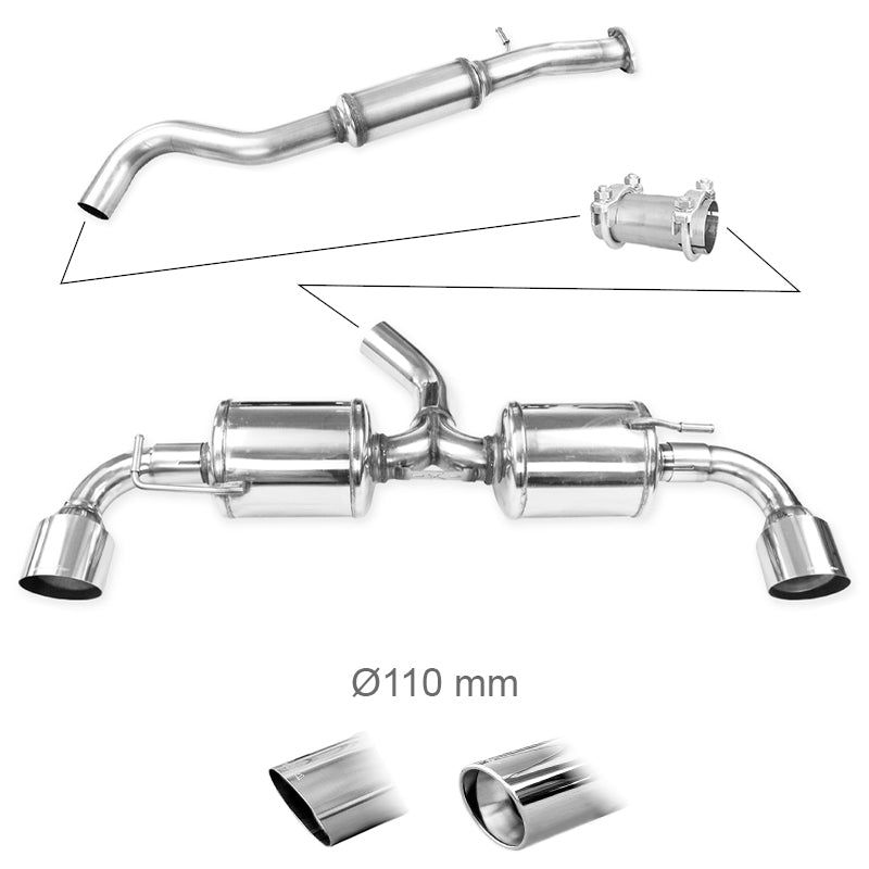 Inoxcar - Catback omologato-CH x Toyota Yaris GR Ø110 mm DX+SX (finale a scelta)