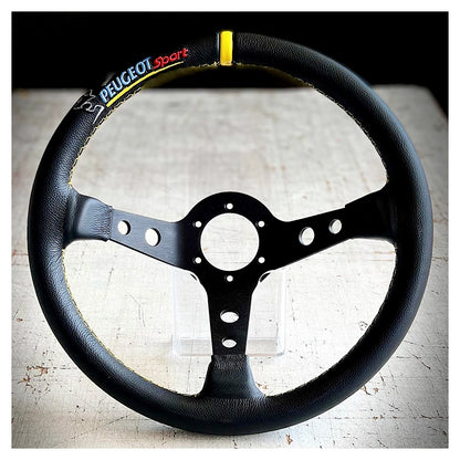 Volante personalizzato Peugeot Motorsport (cuciture gialle)