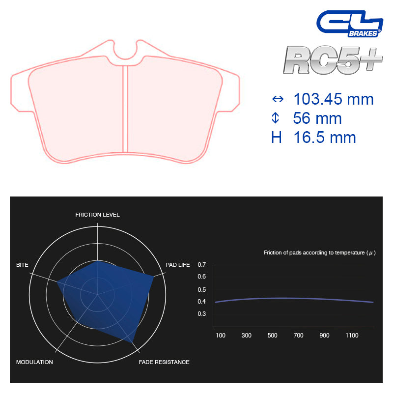 CL Brakes - Kit 4 pz. pastiglie freno (5061W44T16.5) - Ravasicorse