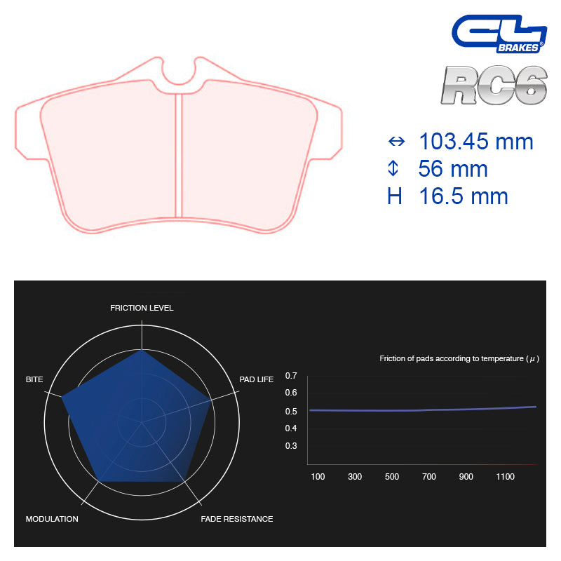 CL Brakes - Kit 4 pz. pastiglie freno (5061W44T16.5) - Ravasicorse