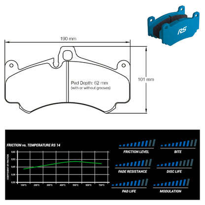 Pagid - Pastiglie freno Porsche 997 GT3 Cup [19 mm thick pads] (8004) - Front