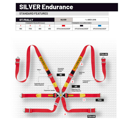 Cintura Sabelt - 6 punti Endurance FIA 8853-2016 (red)