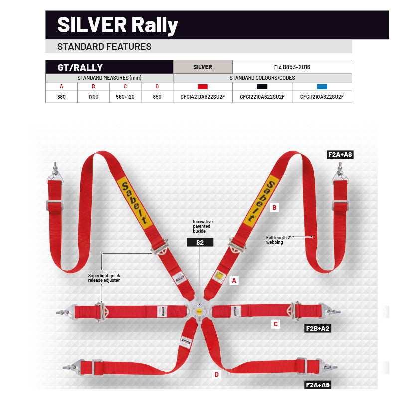 Cintura Sabelt - 6 punti Rally FIA 8853-2016 (red - CCA622SRUN1) - Ravasicorse