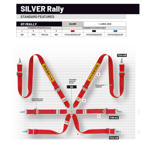 Cintura Sabelt - 6 punti Rally FIA 8853-2016 (red - CCA622SRUN1) - Ravasicorse