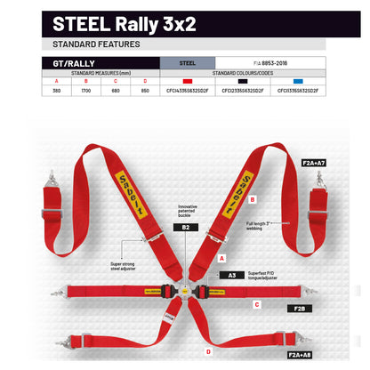 Cintura Sabelt - 6 punti Rally 3x2" FIA 8853-2016 (blue)