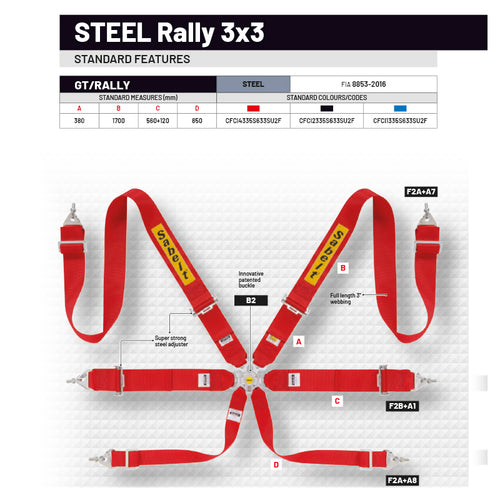 Cintura Sabelt - 6 punti Rally 3x3" FIA 8853-2016 (blue - CCS633SBUN) - Ravasicorse