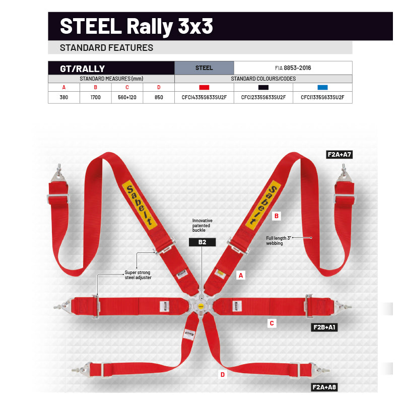 Cintura Sabelt - 6 punti Rally 3x3" FIA 8853-2016 (blue)