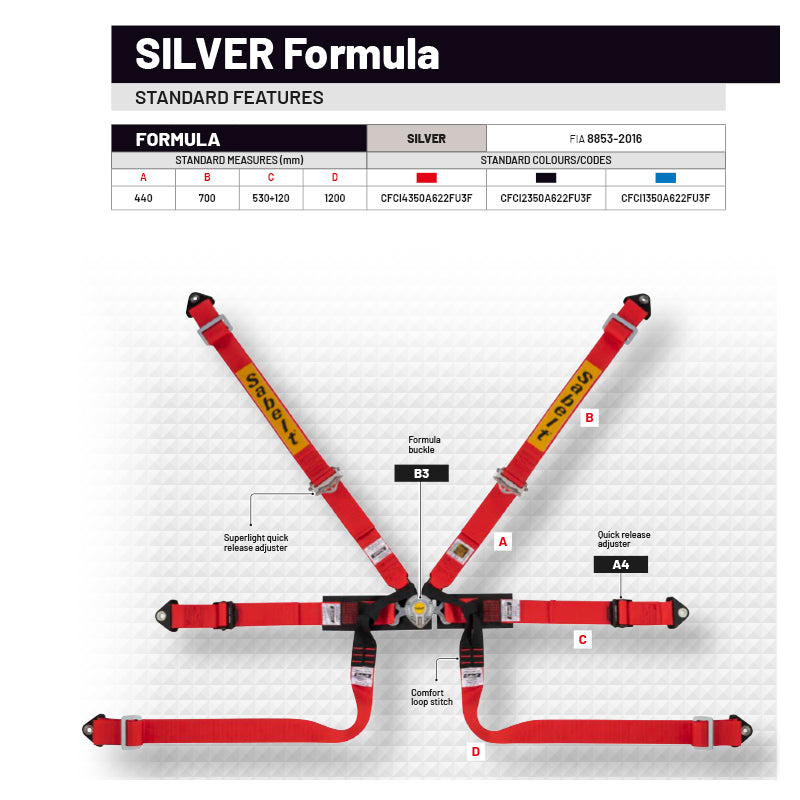 Cintura Sabelt - 6 punti Formula FIA 8853-2016 (red)