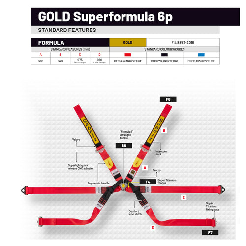 Cintura Sabelt - 6 punti Superformula FIA 8853-2016 (black) - Ravasicorse