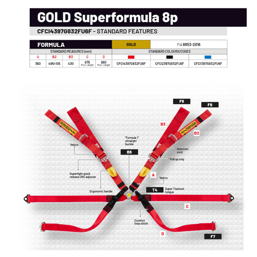 Cintura Sabelt - 8 punti Superformula FIA 8853-2016 (black) - Ravasicorse