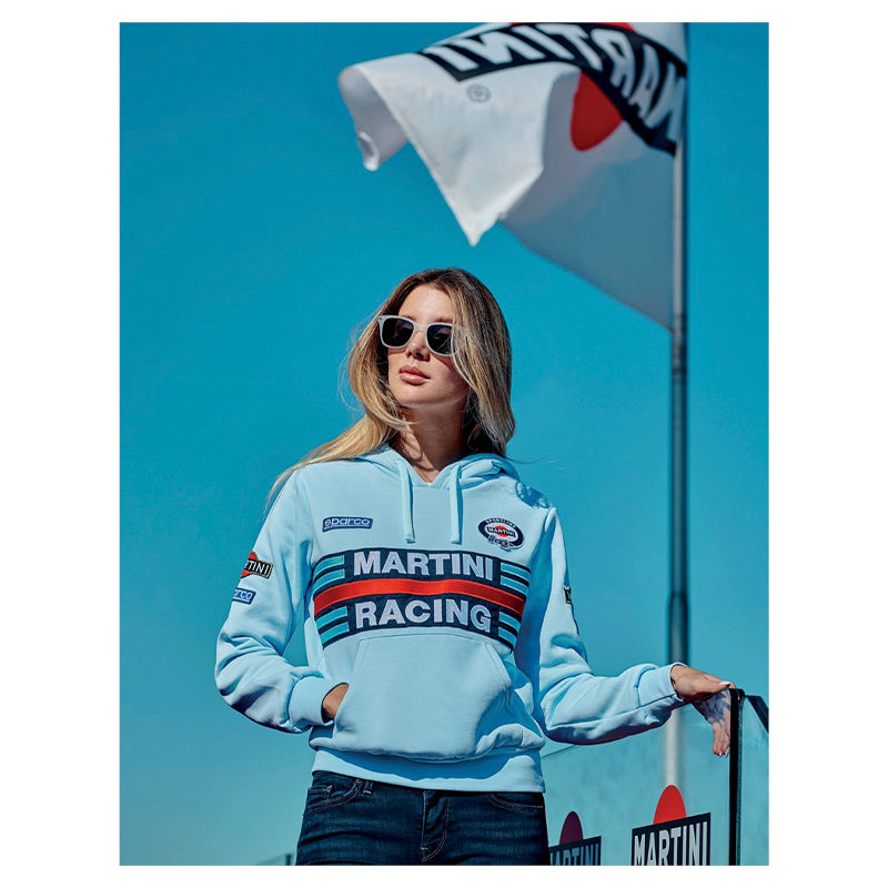 Felpa hoodie Sparco - Martini Racing (light blue - lady) - Ravasicorse