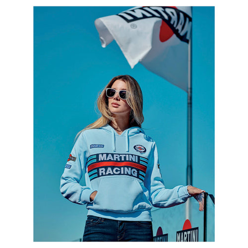 Felpa hoodie Sparco - Martini Racing (light blue - lady) - Ravasicorse
