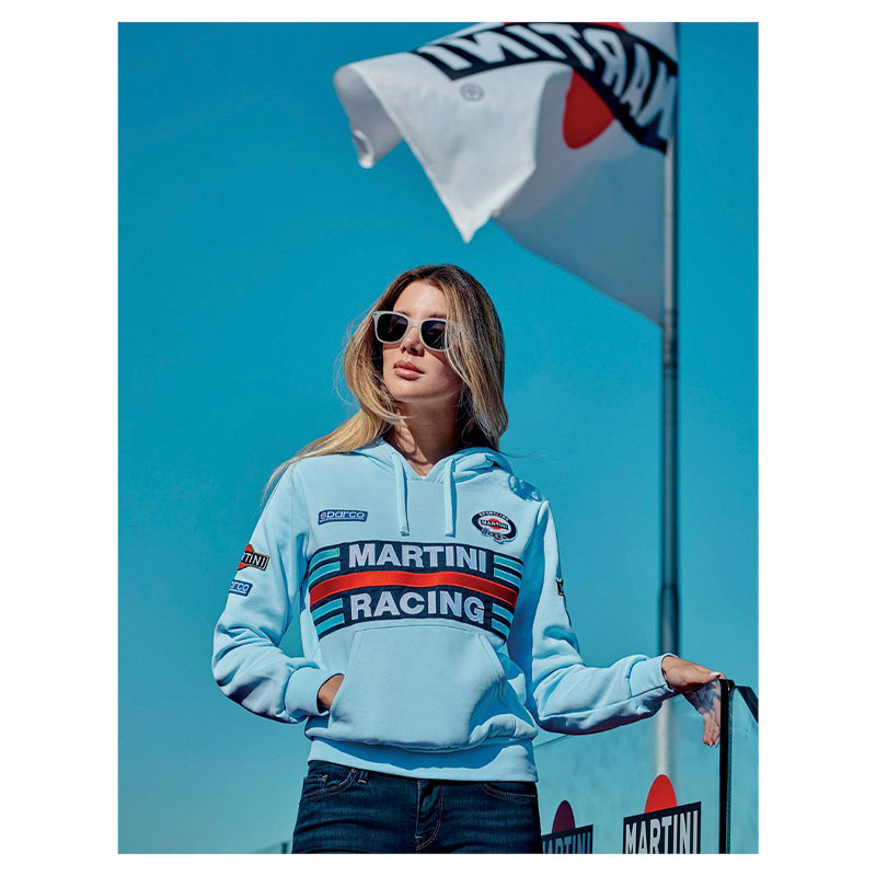 Felpa hoodie Sparco - Martini Racing (light blue - lady)