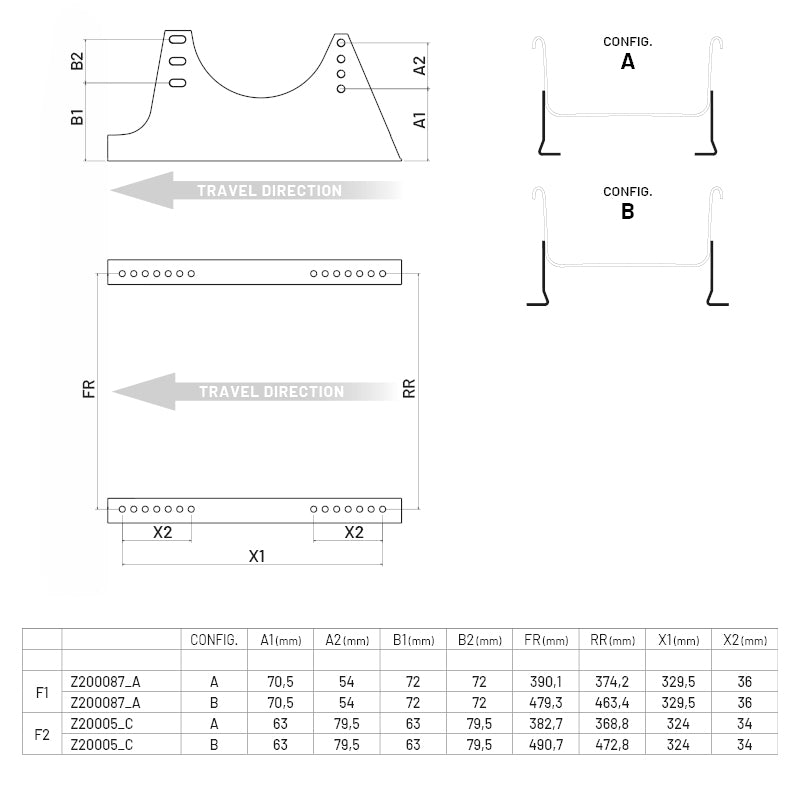 Coppia angolari in acciaio universali - Spessore 3 mm / Interasse laterale 290 mm - Ravasicorse