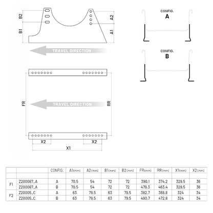 Coppia angolari in acciaio universali - Spessore 3 mm / Interasse laterale 290 mm - Ravasicorse