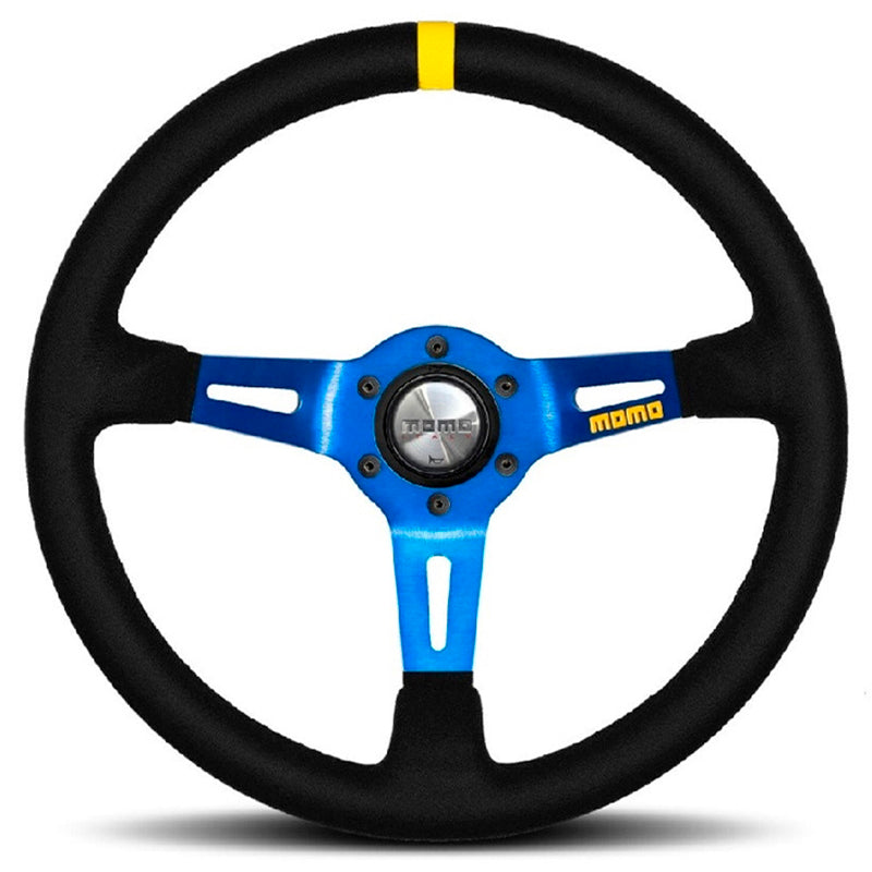 Volante MOMO - MOD.08 suede leather (blue spokes - Ø350 mm) - Ravasicorse