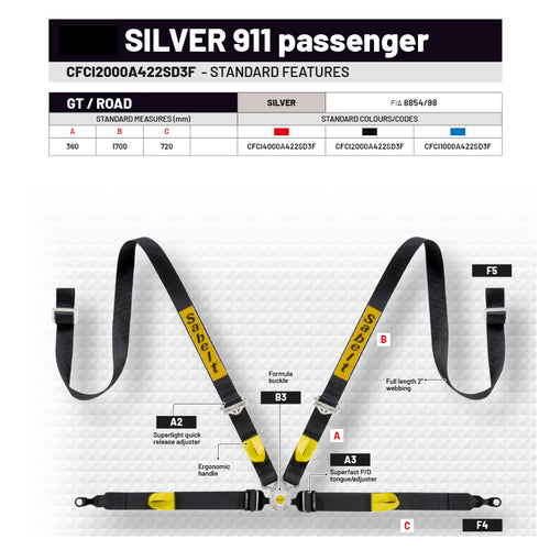 Cintura Sabelt - 4 punti per Porsche 911 Passenger (red) - Ravasicorse