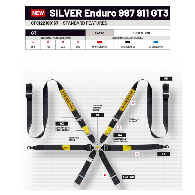 Cintura Sabelt - 6 punti Enduro per Porsche 997-991 / GT3 (black)