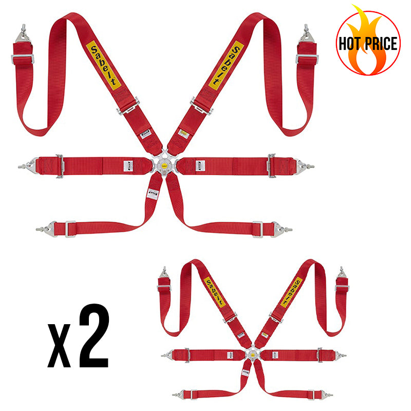 2 x Cintura Sabelt - 6 punti Rally 3x3" FIA 8853-2016 (red)