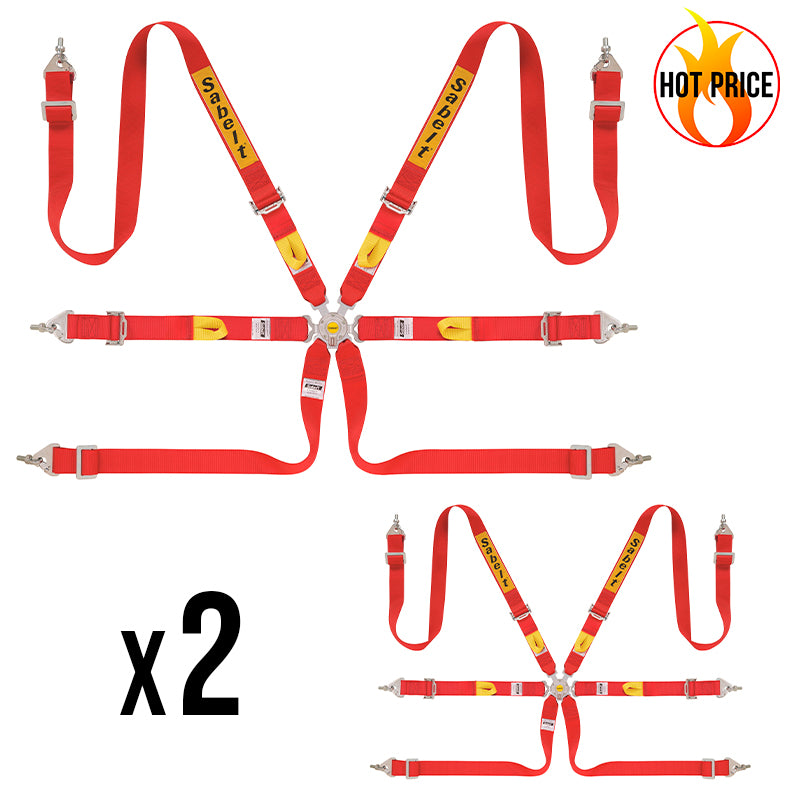 2 x Cintura Sabelt - 6 punti Rally FIA 8853-2016 (red - CCS622SRUN) - Ravasicorse