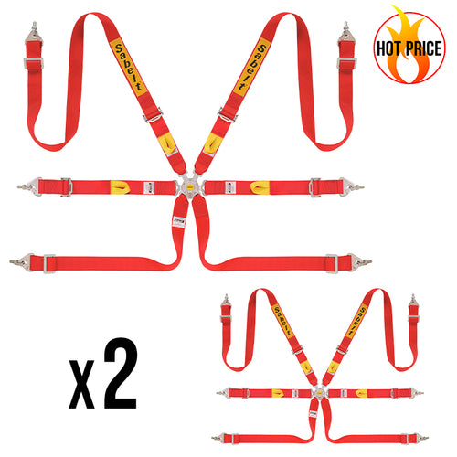 2 x Cintura Sabelt - 6 punti Rally FIA 8853-2016 (red - CCS622SRUN) - Ravasicorse
