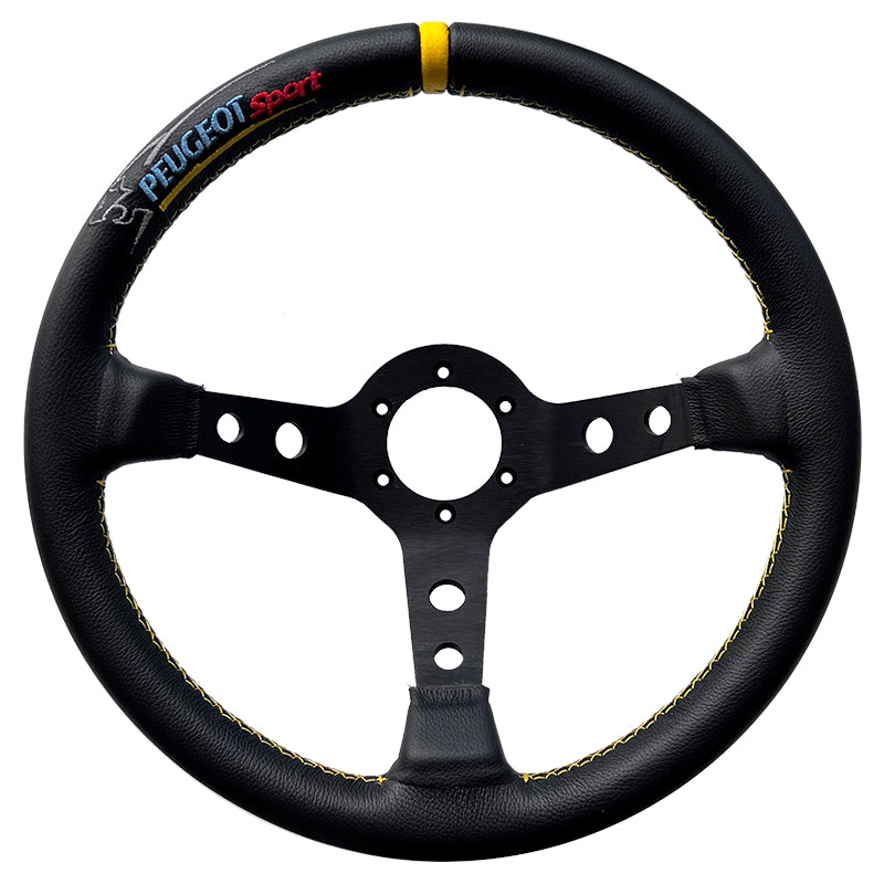 Volante personalizzato Peugeot Motorsport (cuciture gialle) - Ravasicorse