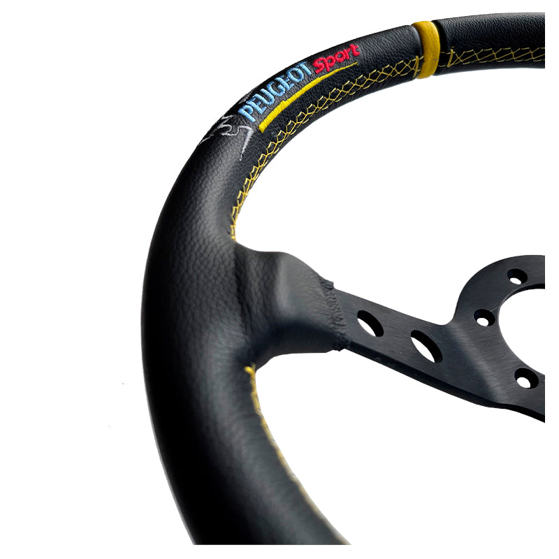 Volante personalizzato Peugeot Motorsport (cuciture gialle) - Ravasicorse